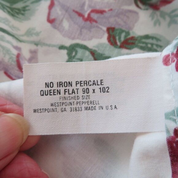 Vintage Westpoint Queen Flat Sheet 90"x102" Floral No Iron Percale Made In USA - Picture 6 of 7